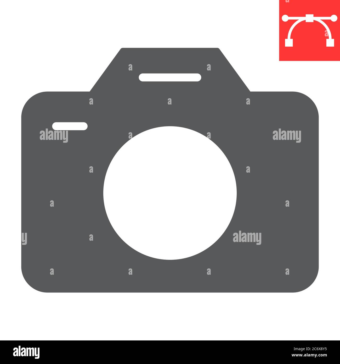 Camera glyph icon, ui and button, photography sign vector graphics, editable stroke solid icon, eps 10. Stock Vector