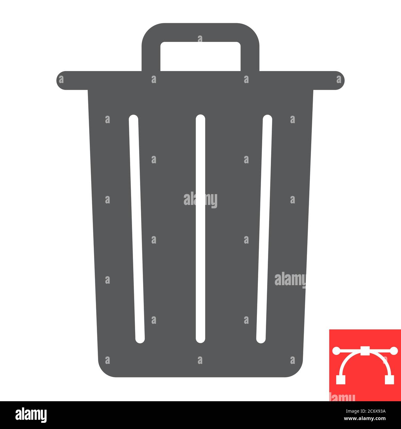 Trash bin glyph icon, ui and button, delete sign vector graphics, editable stroke solid icon, eps 10. Stock Vector