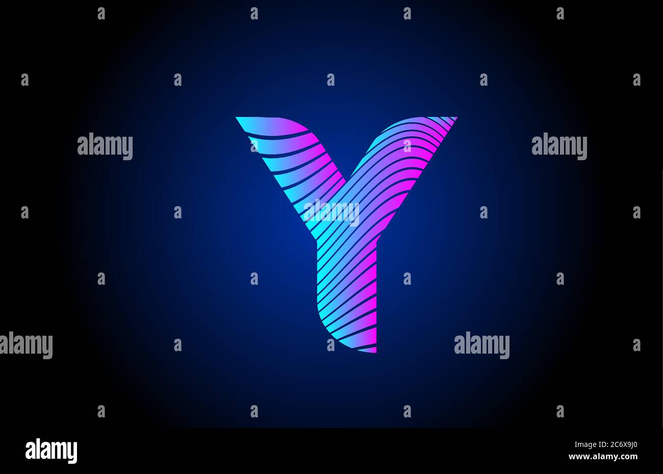 Y pink blue alphabet letter logo icon for business. Curly line design ...