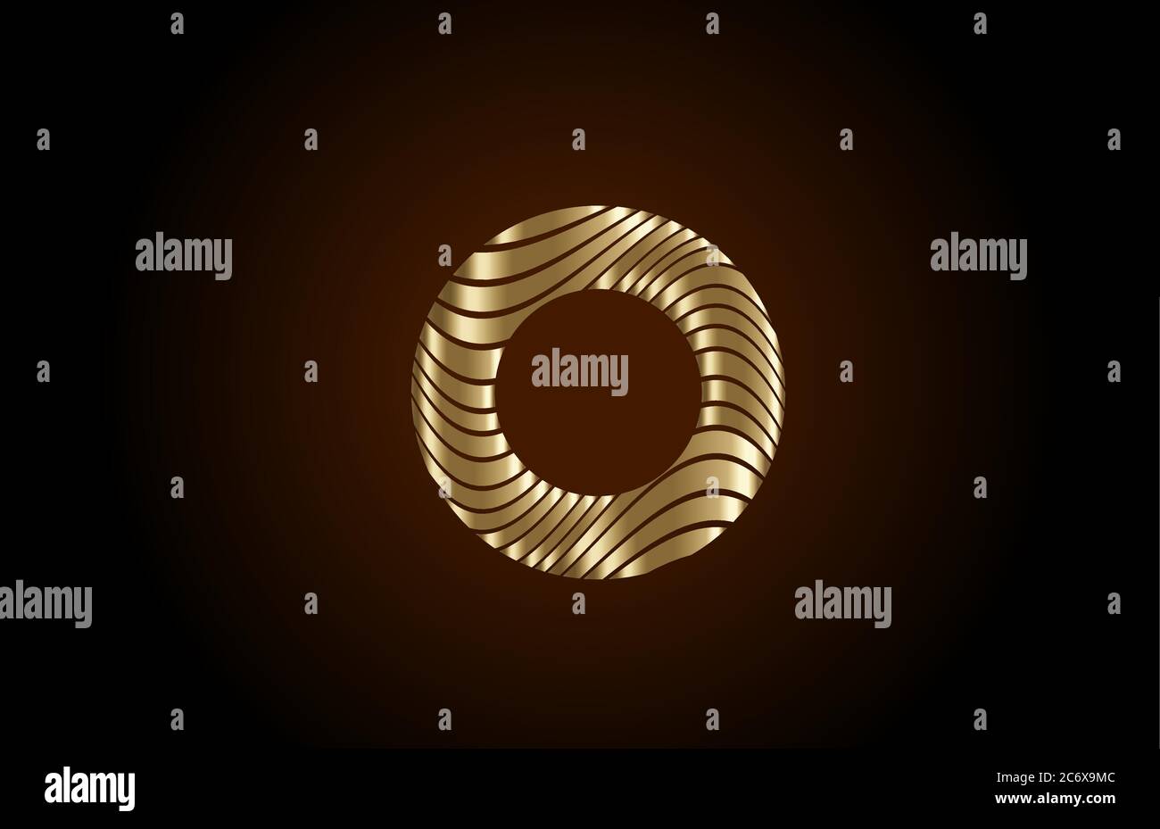 O yellow alphabet letter logo icon for company. Metallic gold line ...