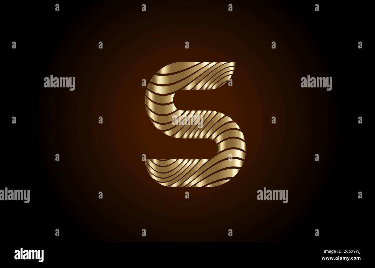 S yellow alphabet letter logo icon for company. Metallic gold line ...