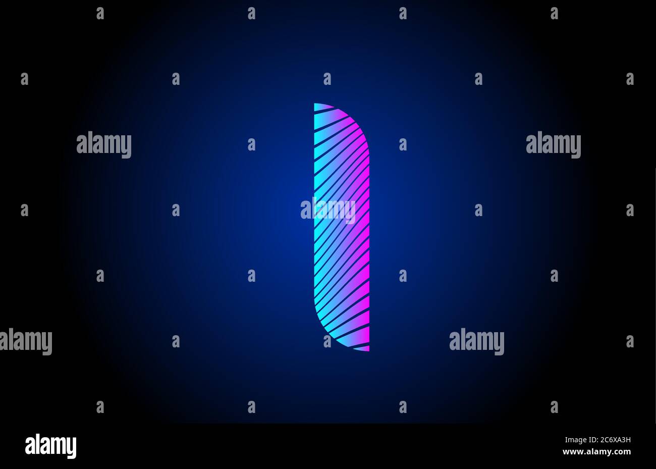 I pink blue alphabet letter logo icon for business. Curly line design ...