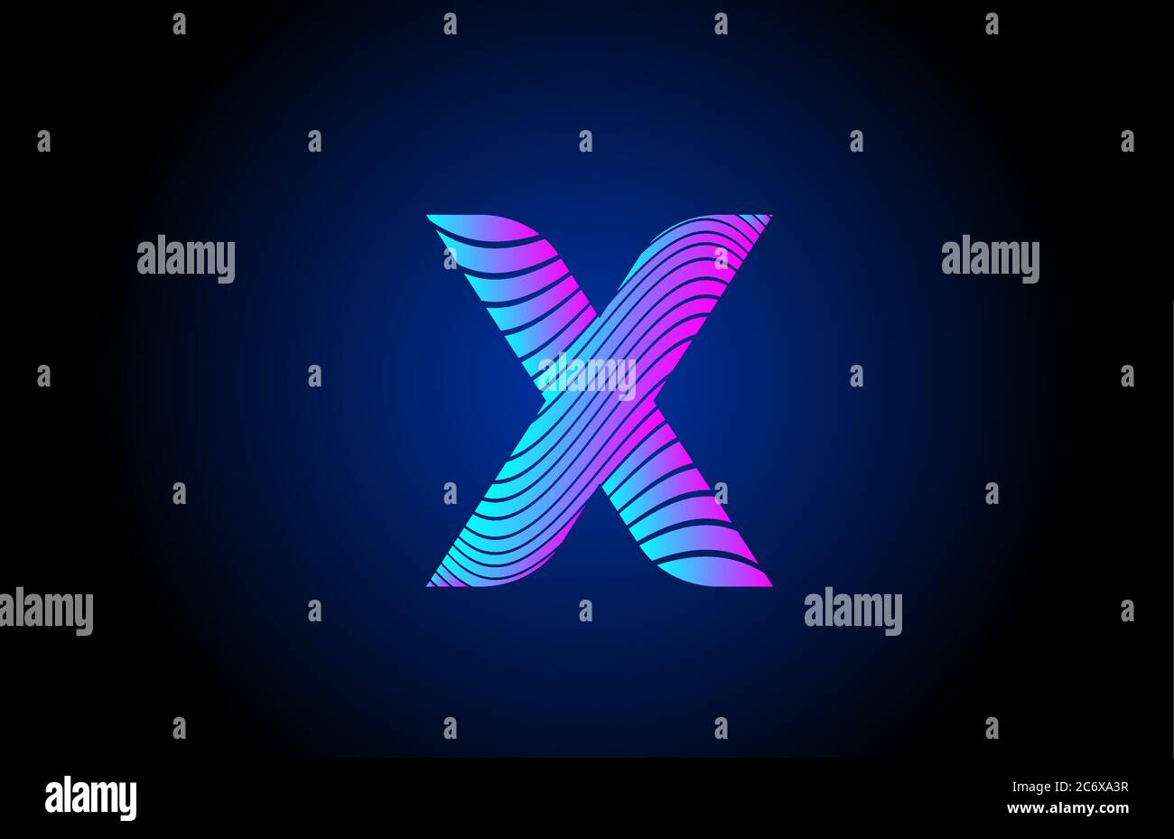 X pink blue alphabet letter logo icon for business. Curly line design ...