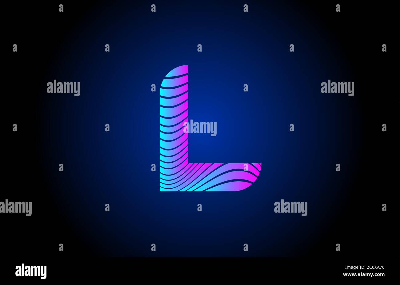 L pink blue alphabet letter logo icon for business. Curly line design ...