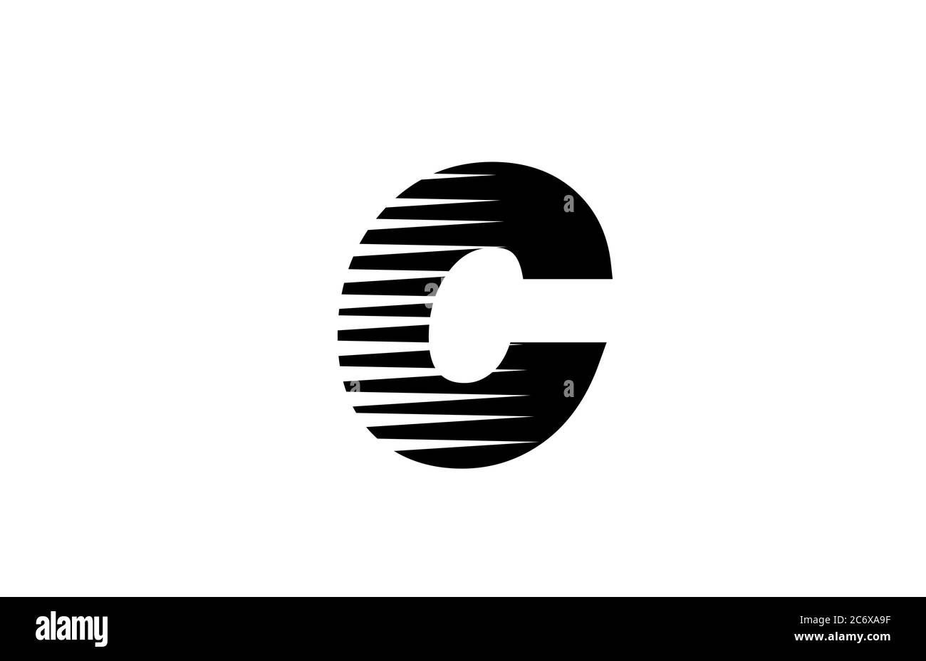 line stripes C alphabet letter logo icon for business and company