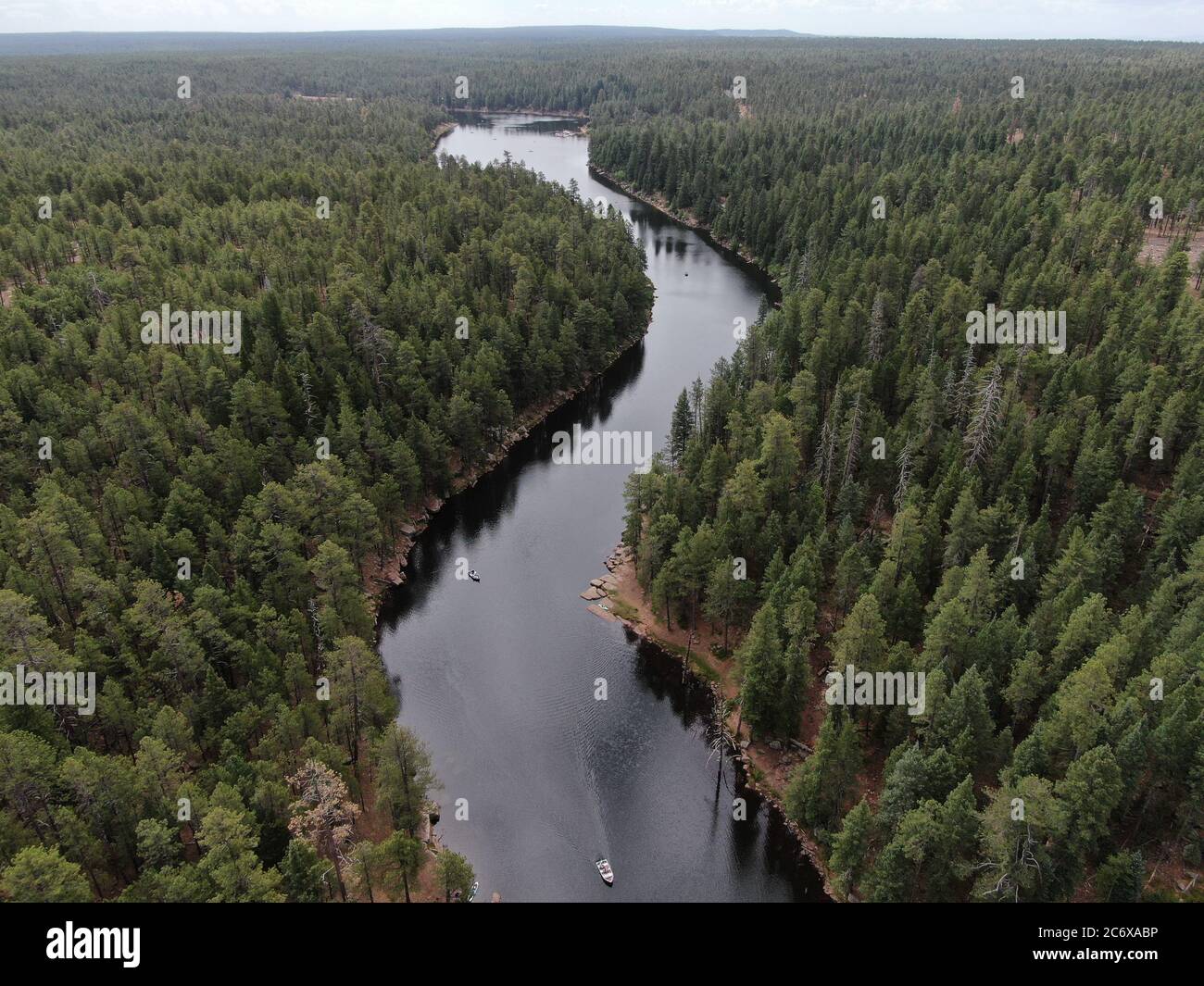 Woods Canyon Lake, along the Mogollon Rim in Northern Arizona. A popular summer destination to escape the heat of Phoenix. Stock Photo