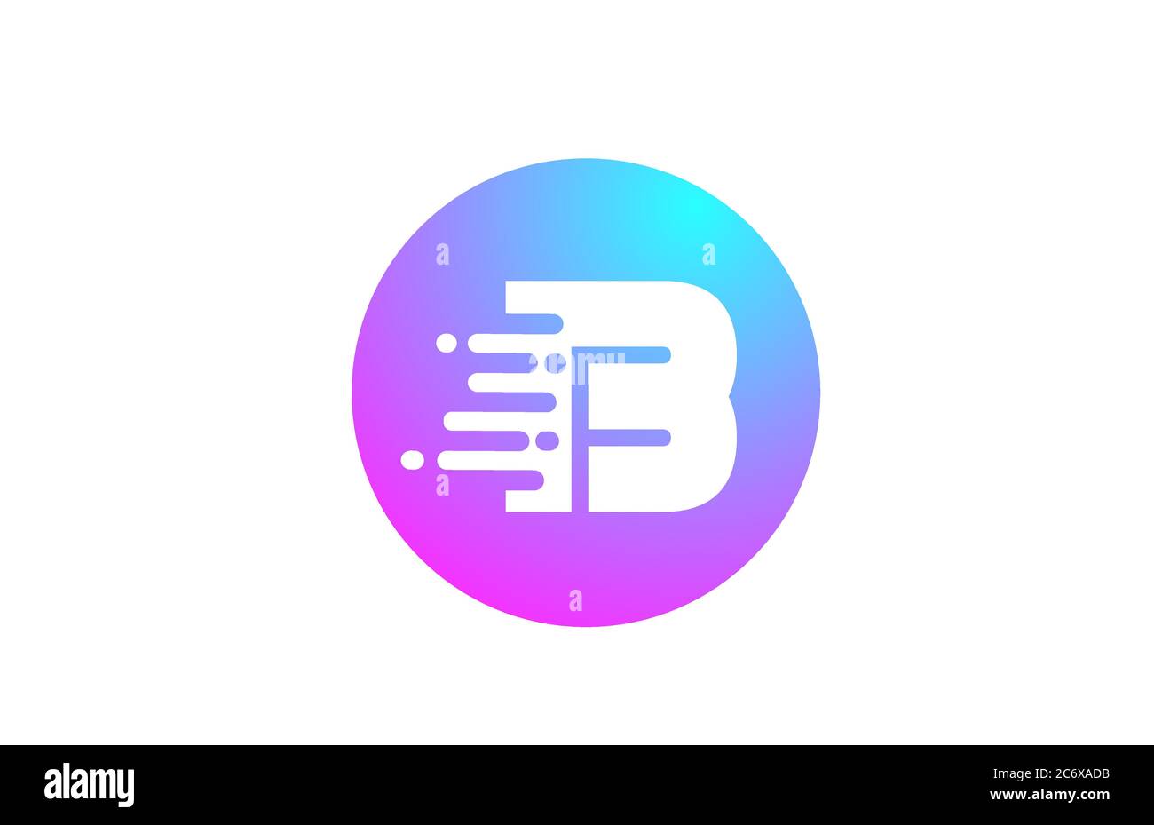 B alphabet letter logo for business and company. Blue pink circle ...