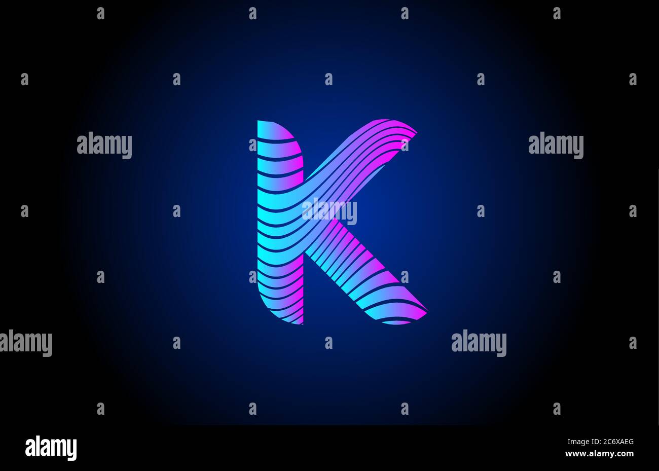 K pink blue alphabet letter logo icon for business. Curly line design ...