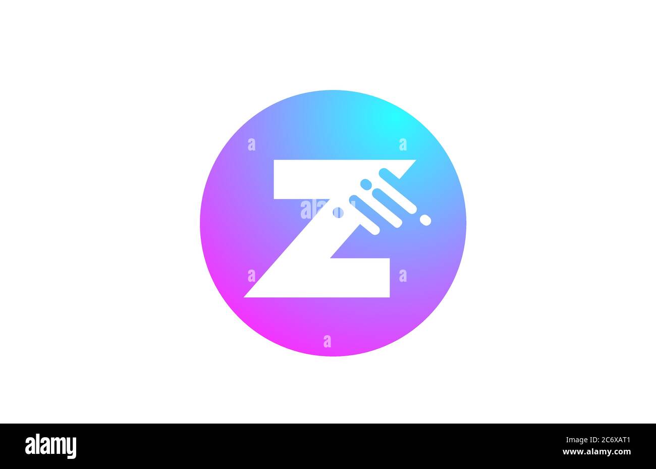 Z alphabet letter logo for business and company. Blue pink circle ...
