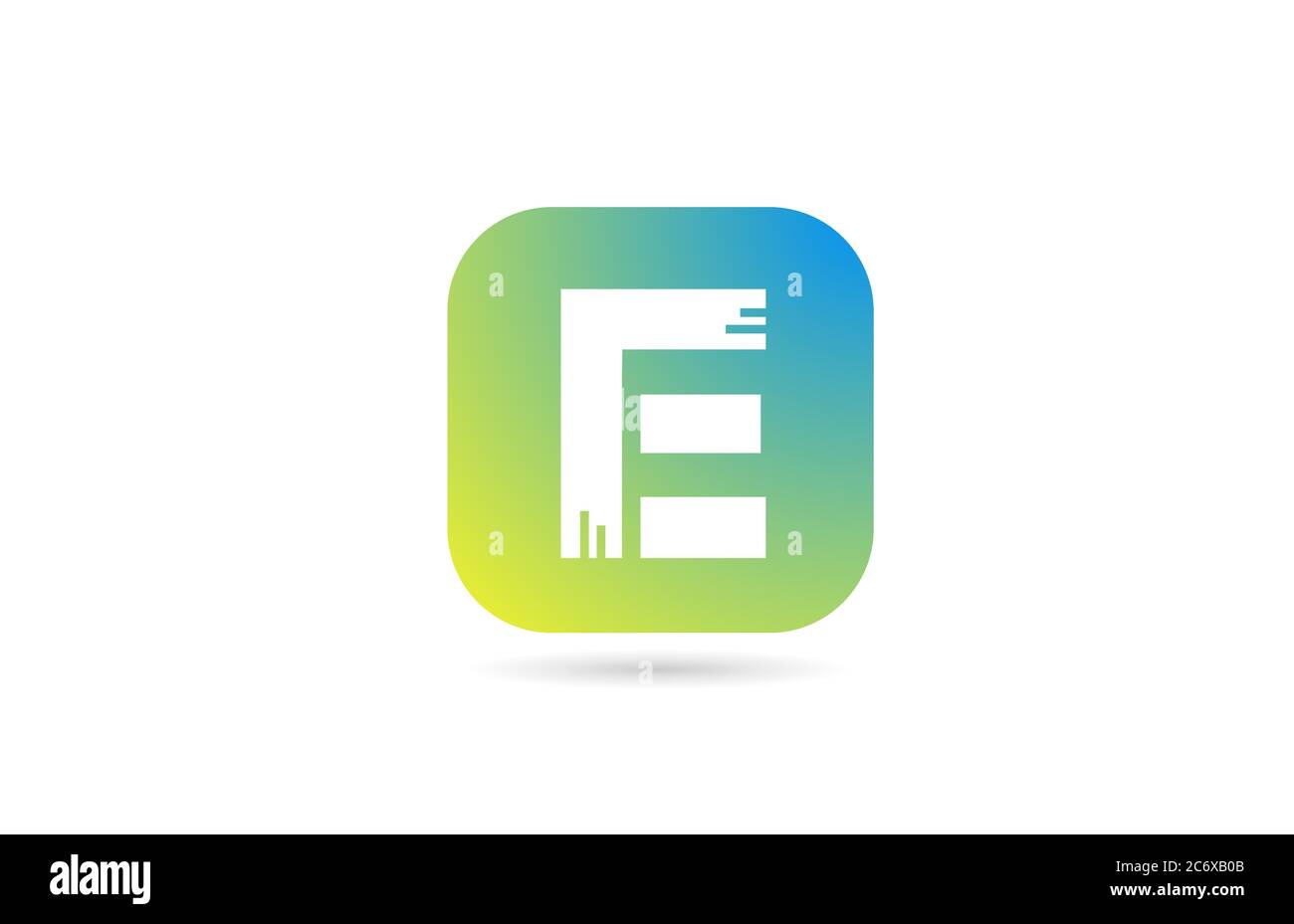 green blue E alphabet letter logo icon design for company and business ...