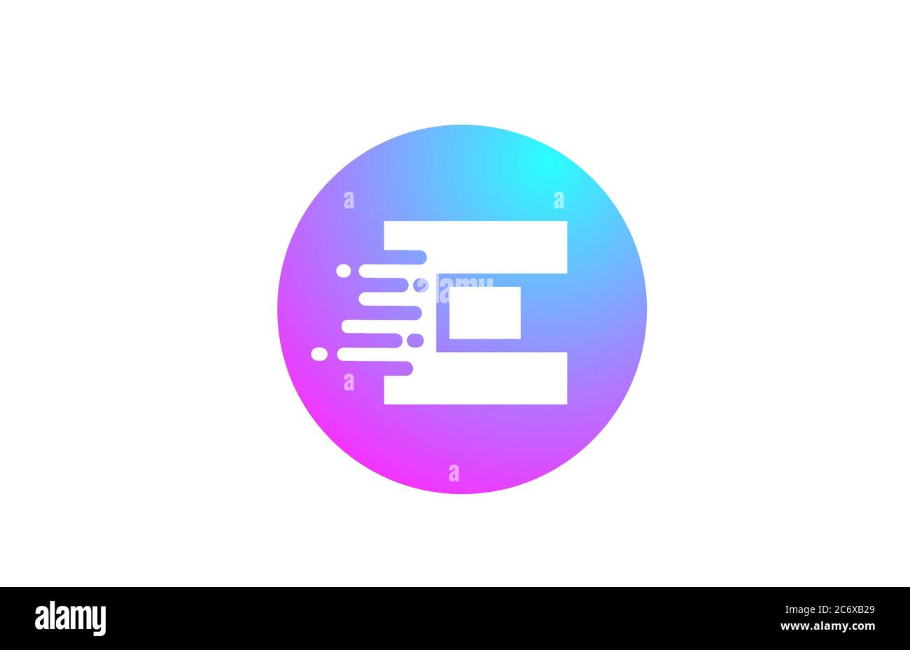 E alphabet letter logo for business and company. Blue pink circle ...