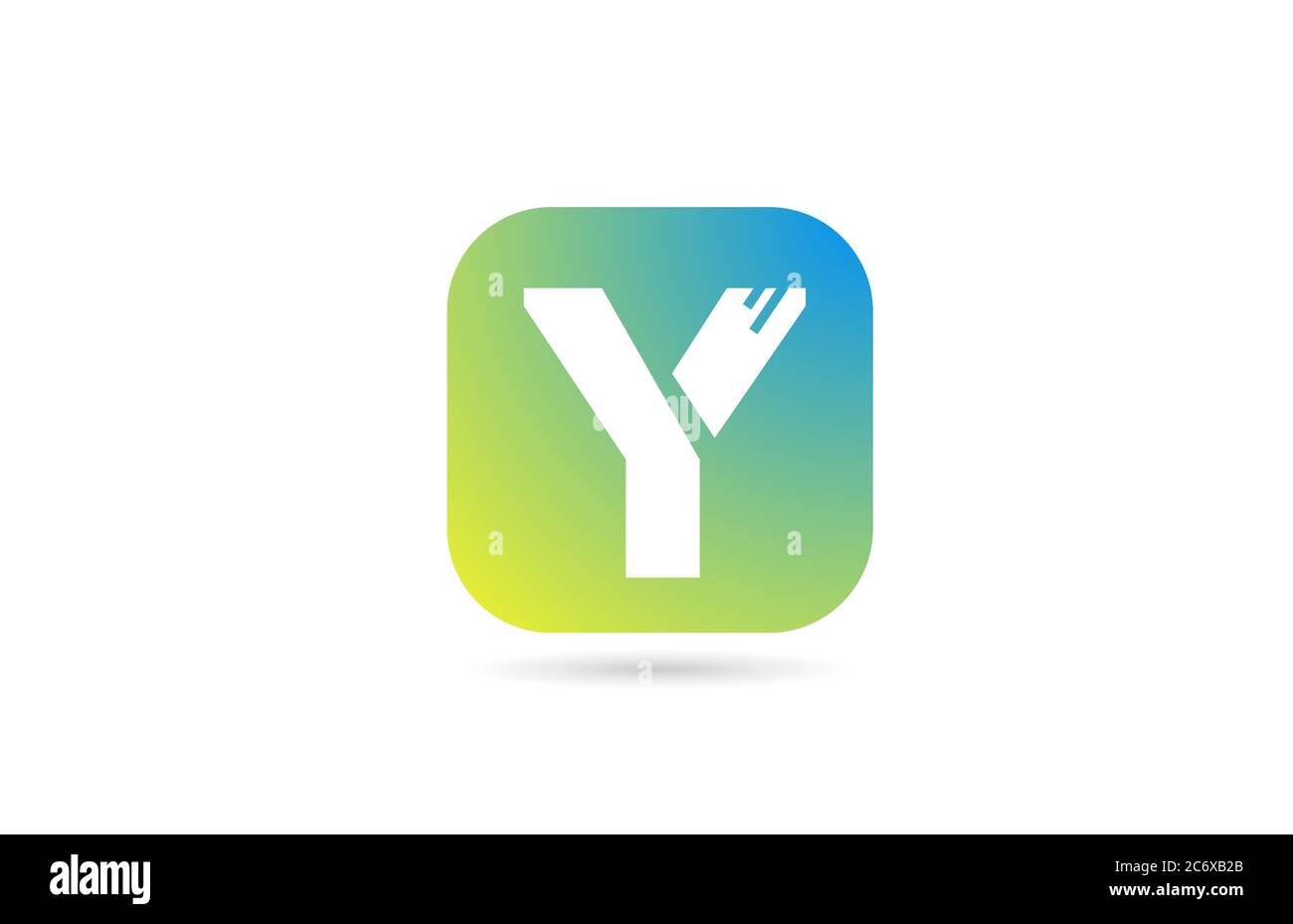 green blue Y alphabet letter logo icon design for company and business ...