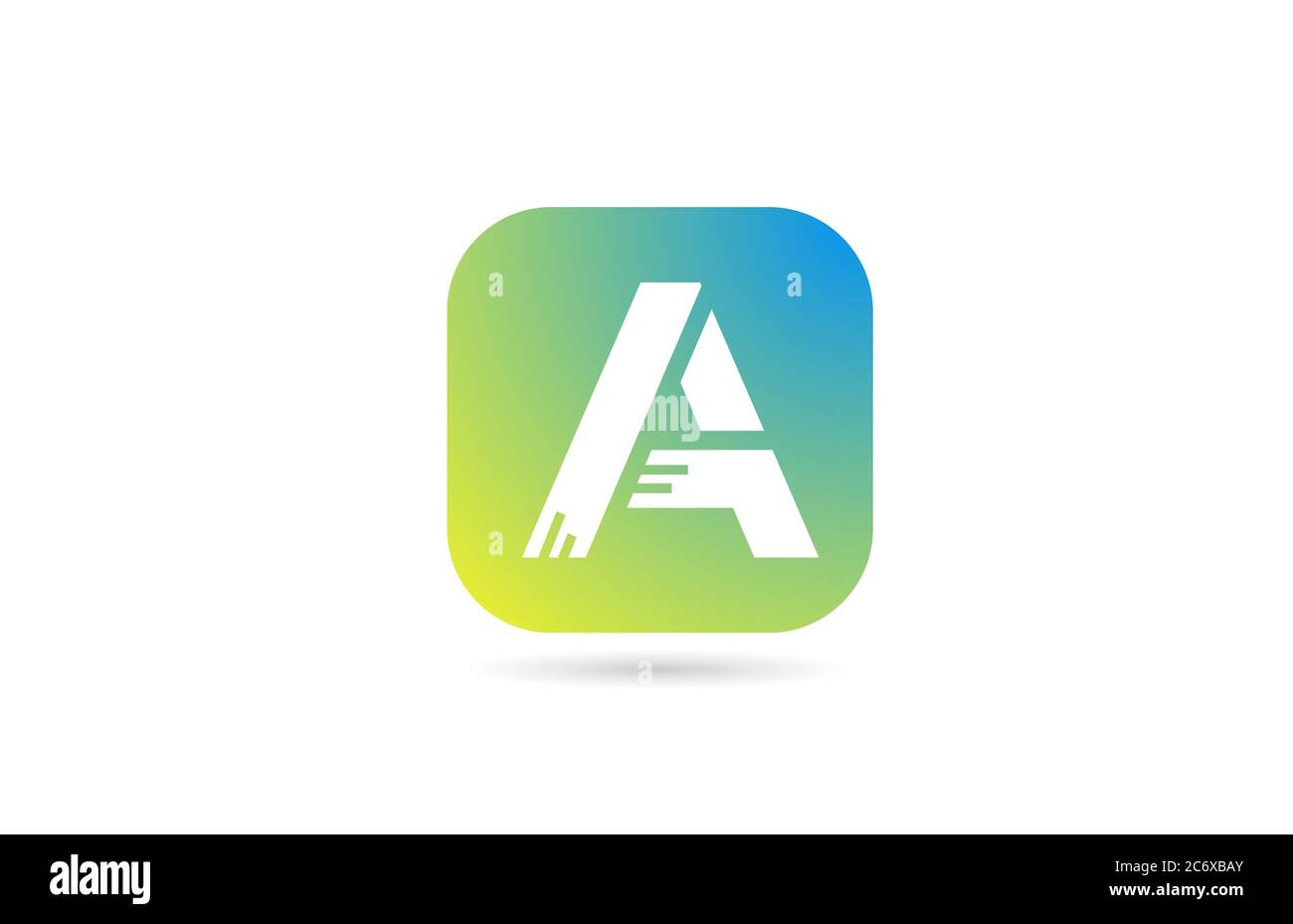 green blue A alphabet letter logo icon design for company and business ...