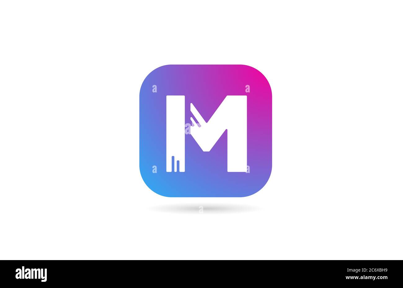 square M alphabet letter logo for business and company. Pink blue ...