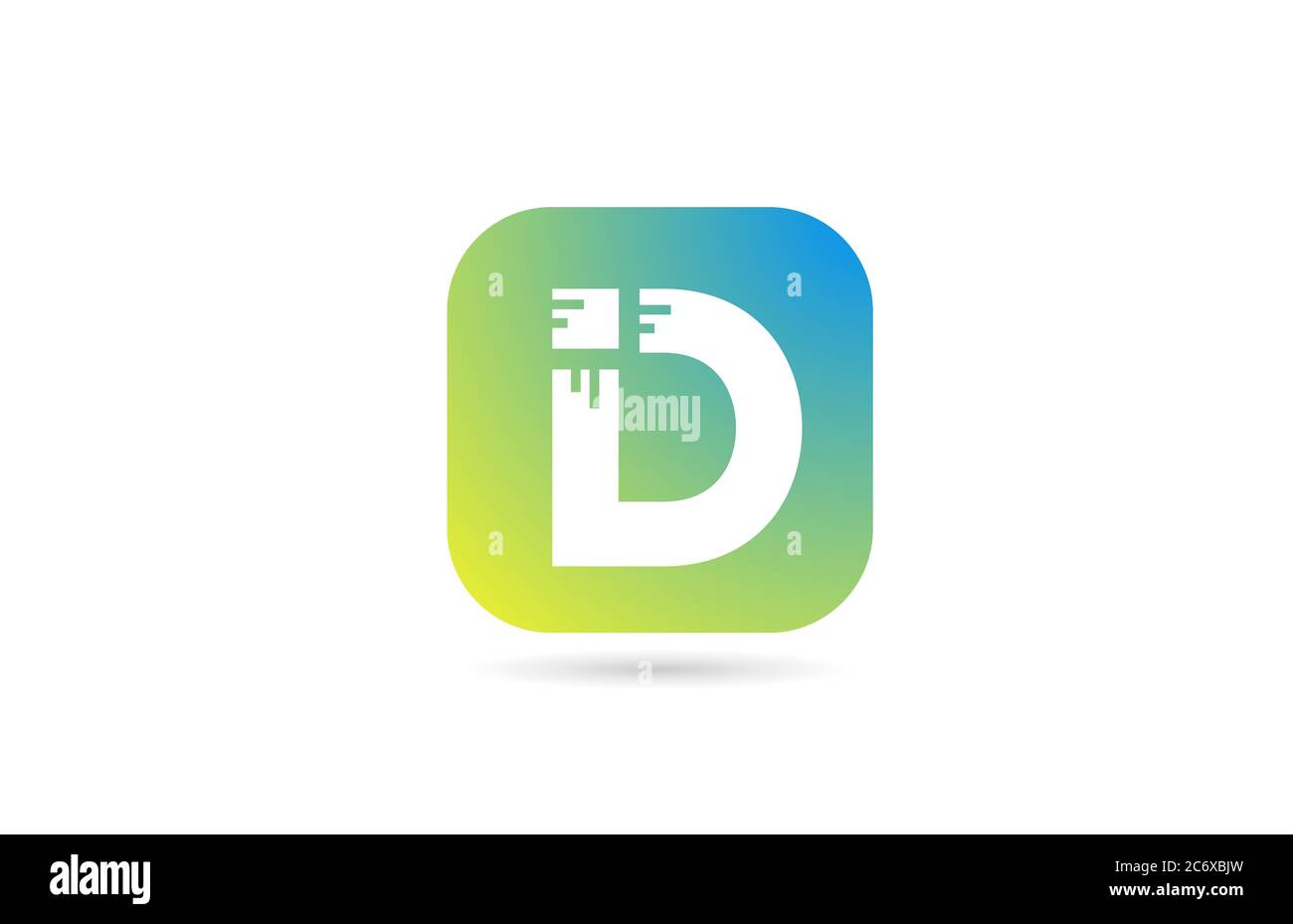 green blue D alphabet letter logo icon design for company and business ...
