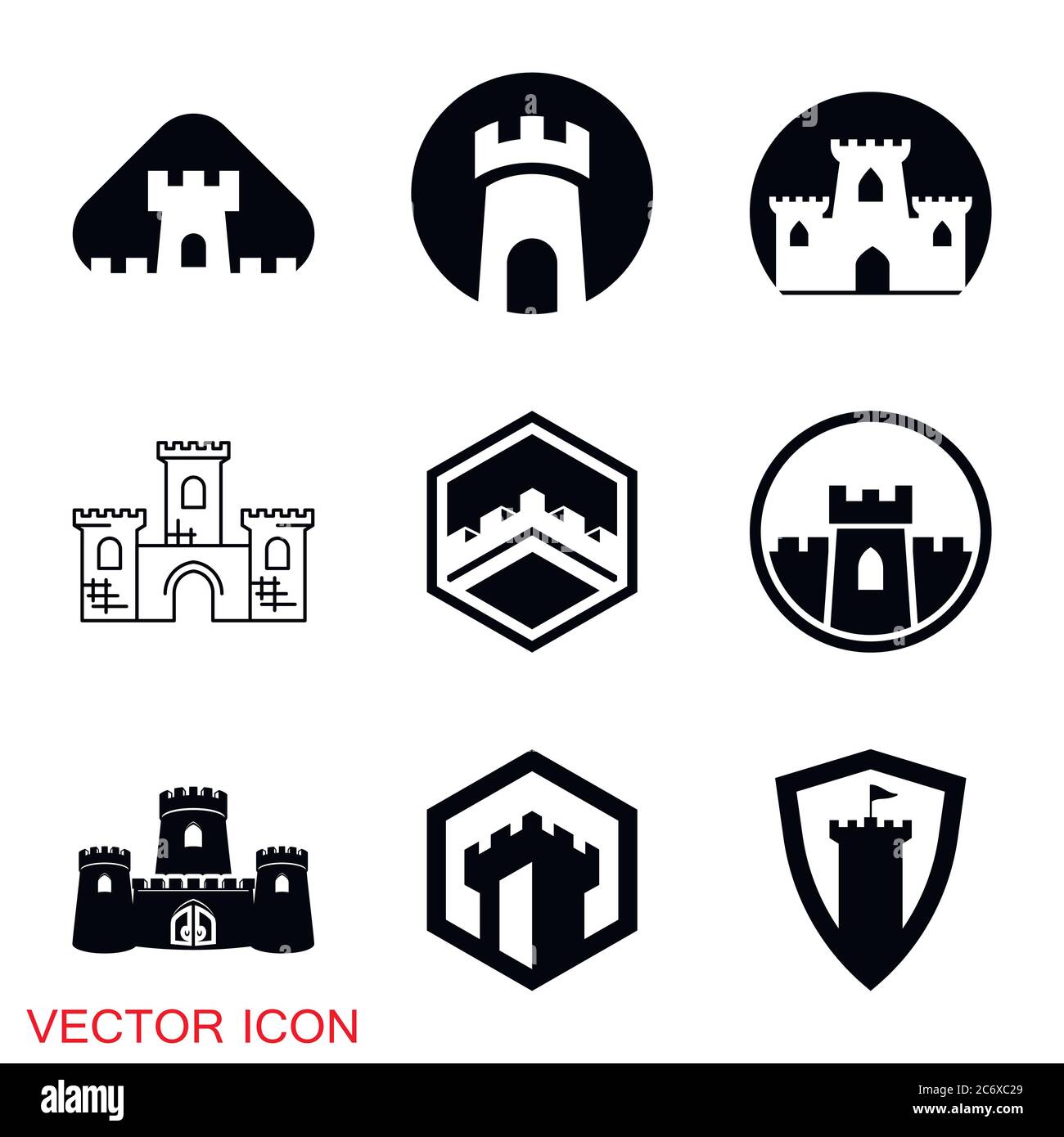 infographic icons castle