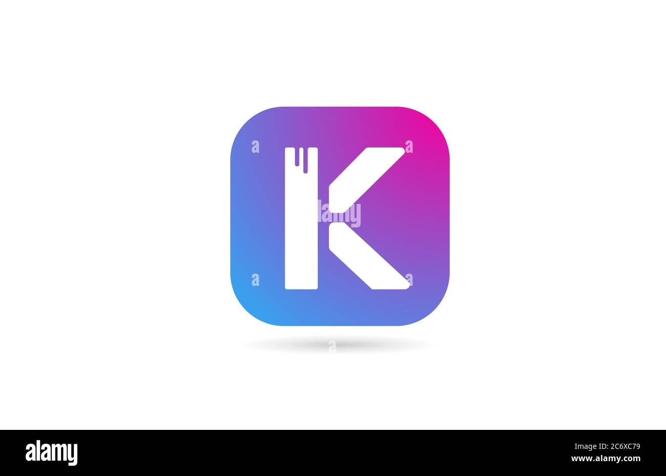 square K alphabet letter logo for business and company. Pink blue ...
