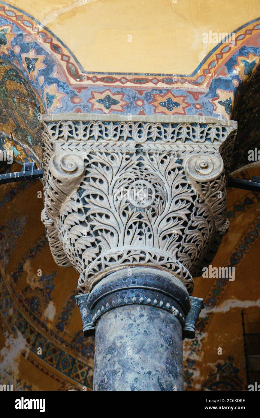 Hagia Sophia interior beautifully crafted pillars and arches Stock ...