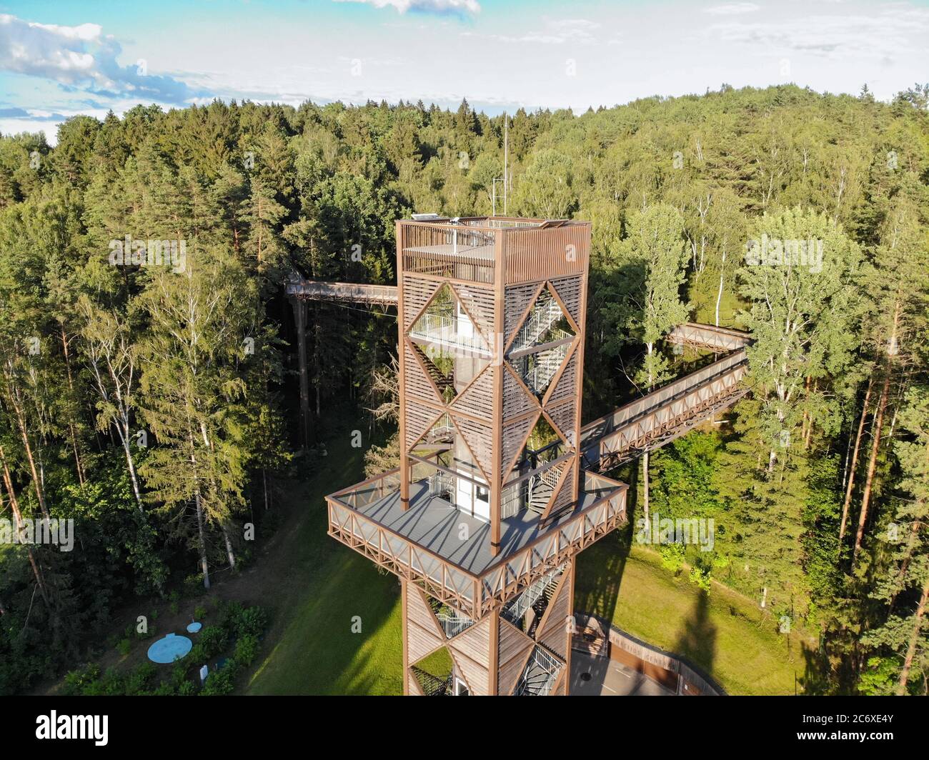 The treetop walking path watchtower in laju takas, Anyksciai, Lithuania  Stock Photo - Alamy