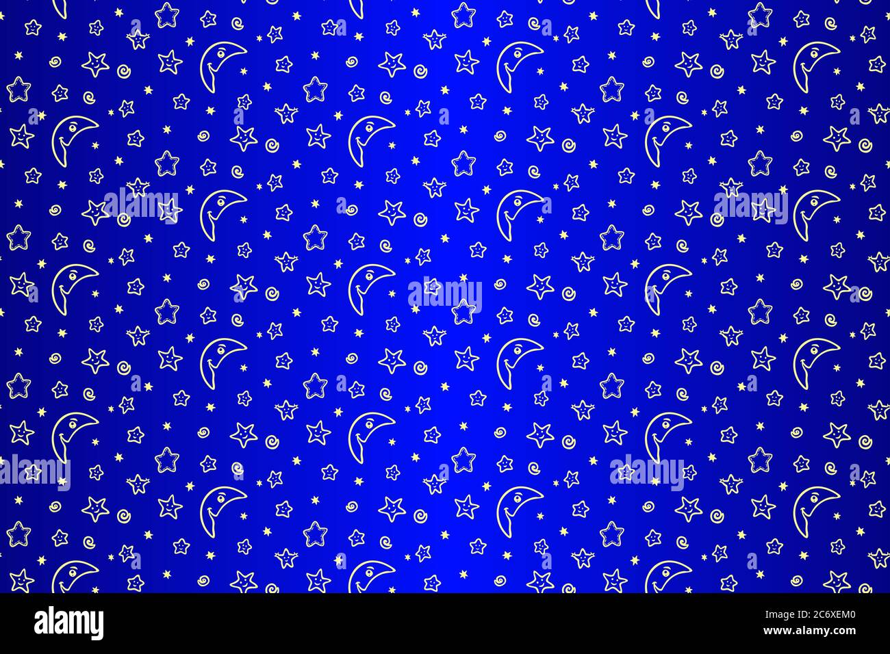 Beautiful seamless pattern with stylized stars and moon on blue ...