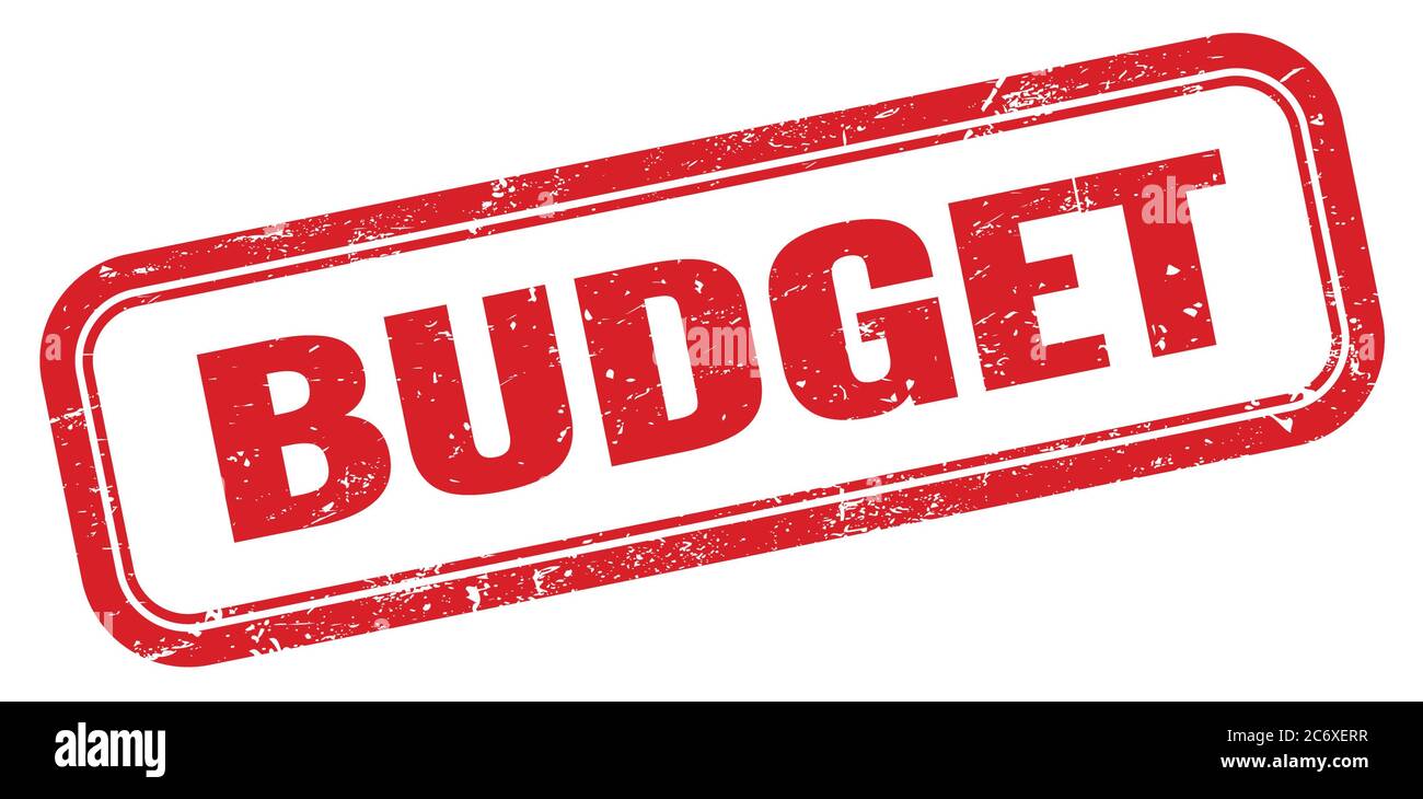 Budget Red BUDGET red grungy rectangle stamp sign Stock Photo - Alamy
