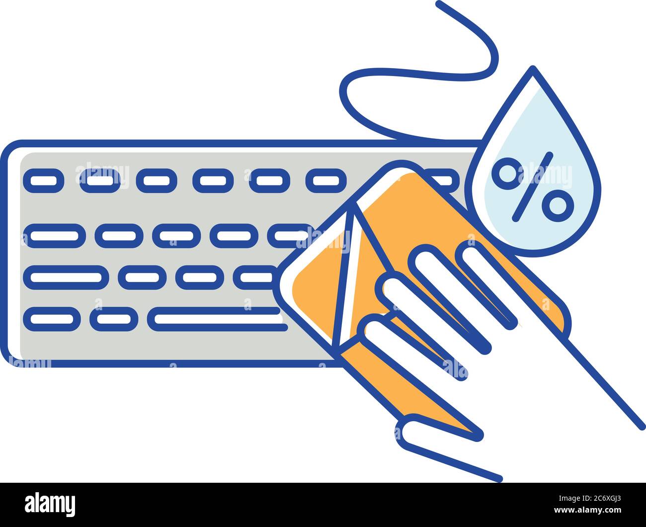 Keyboard cleaning RGB color icon. Wet cleaning, workplace disinfection