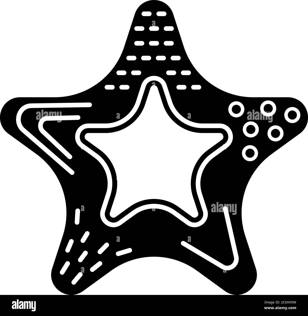 Baby teether black glyph icon. Infants safe chewing toys. Oral health. Early childhood education and childcare. Star shaped toy. Silhouette symbol on Stock Vector