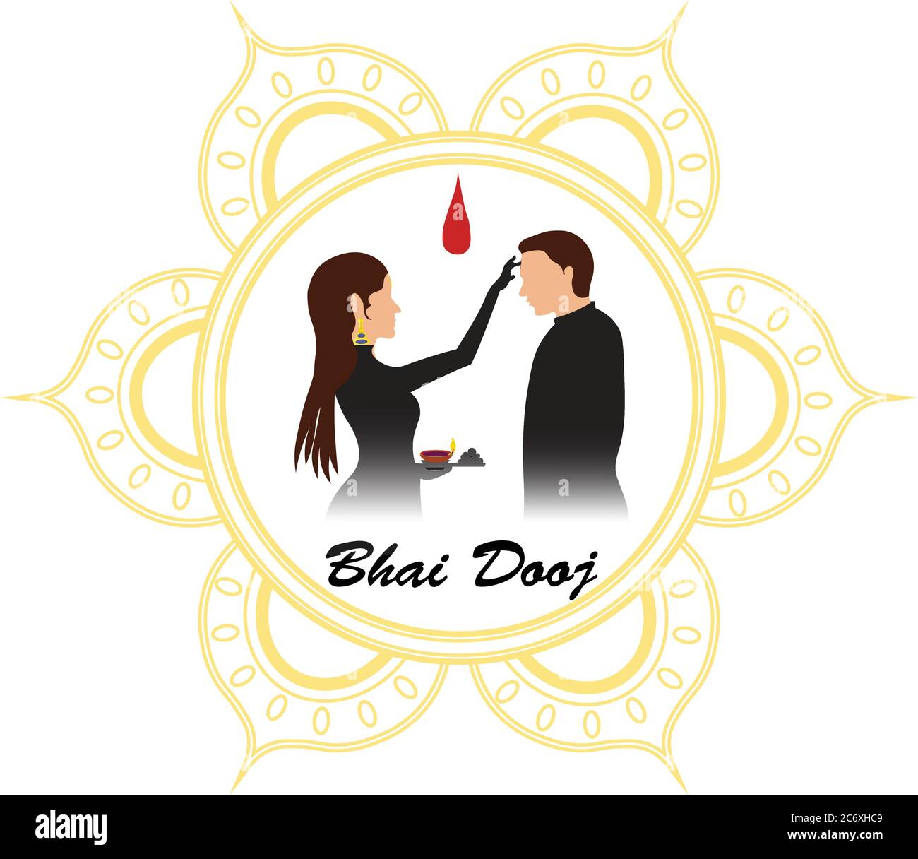 Vector Illustration of Indian family celebrating Bhai Dooj or Bhau ...