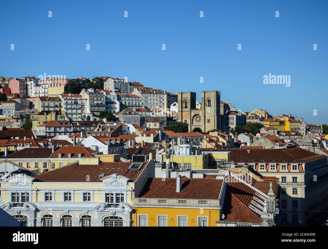 Lisbon rooftops with Se Cathedral (Santa Maria Maior de Lisboa), in