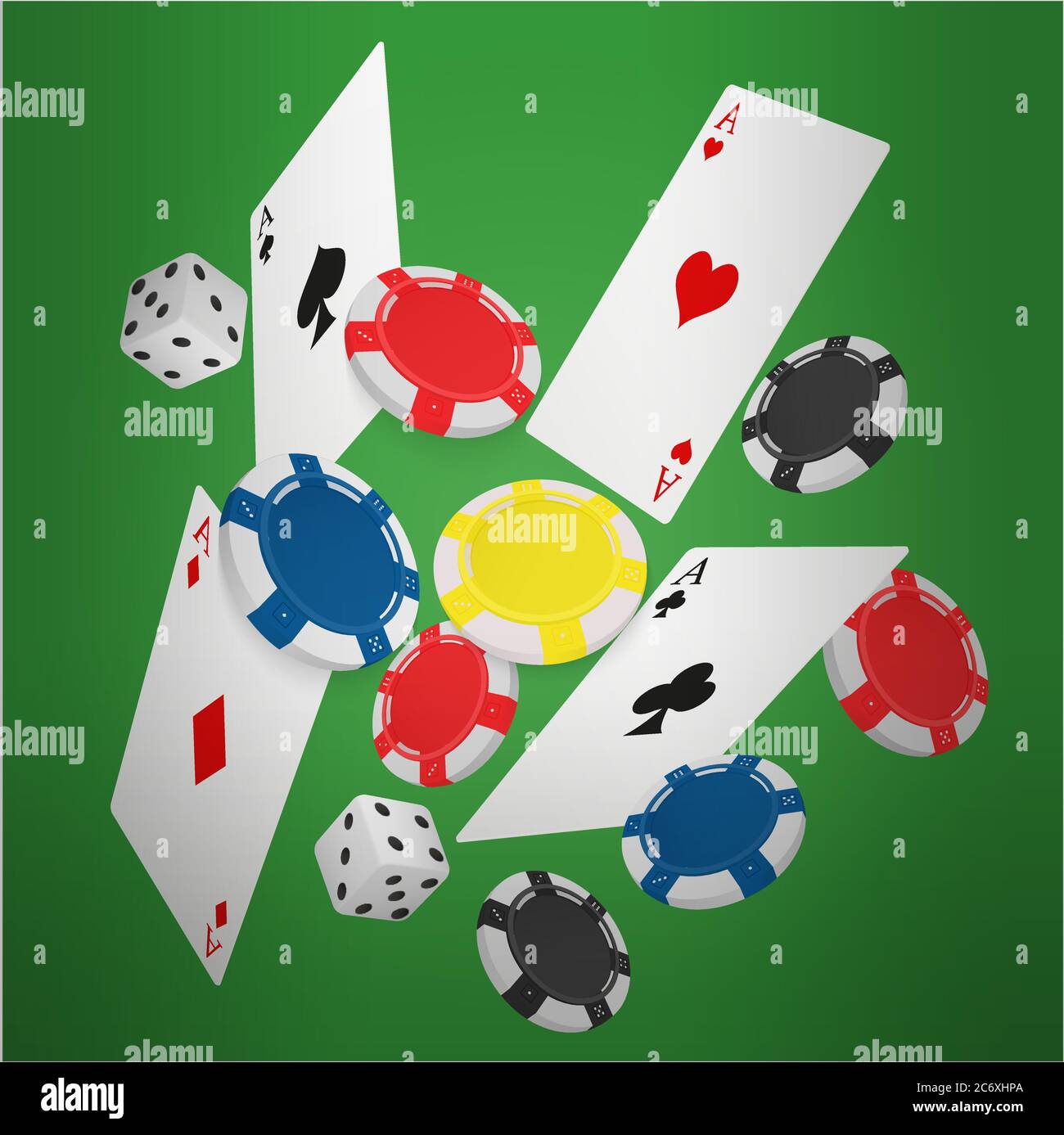 Casino Concept Floating Cards and Chips. Casino poker design template