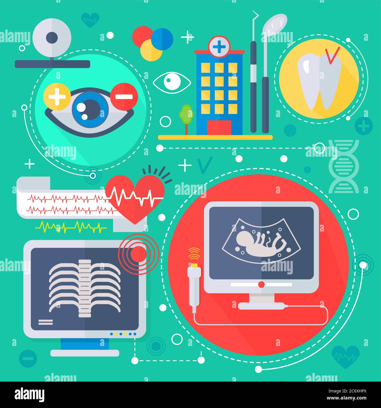 Modern Medicine and healthcare services flat concept. Medical pharmacy