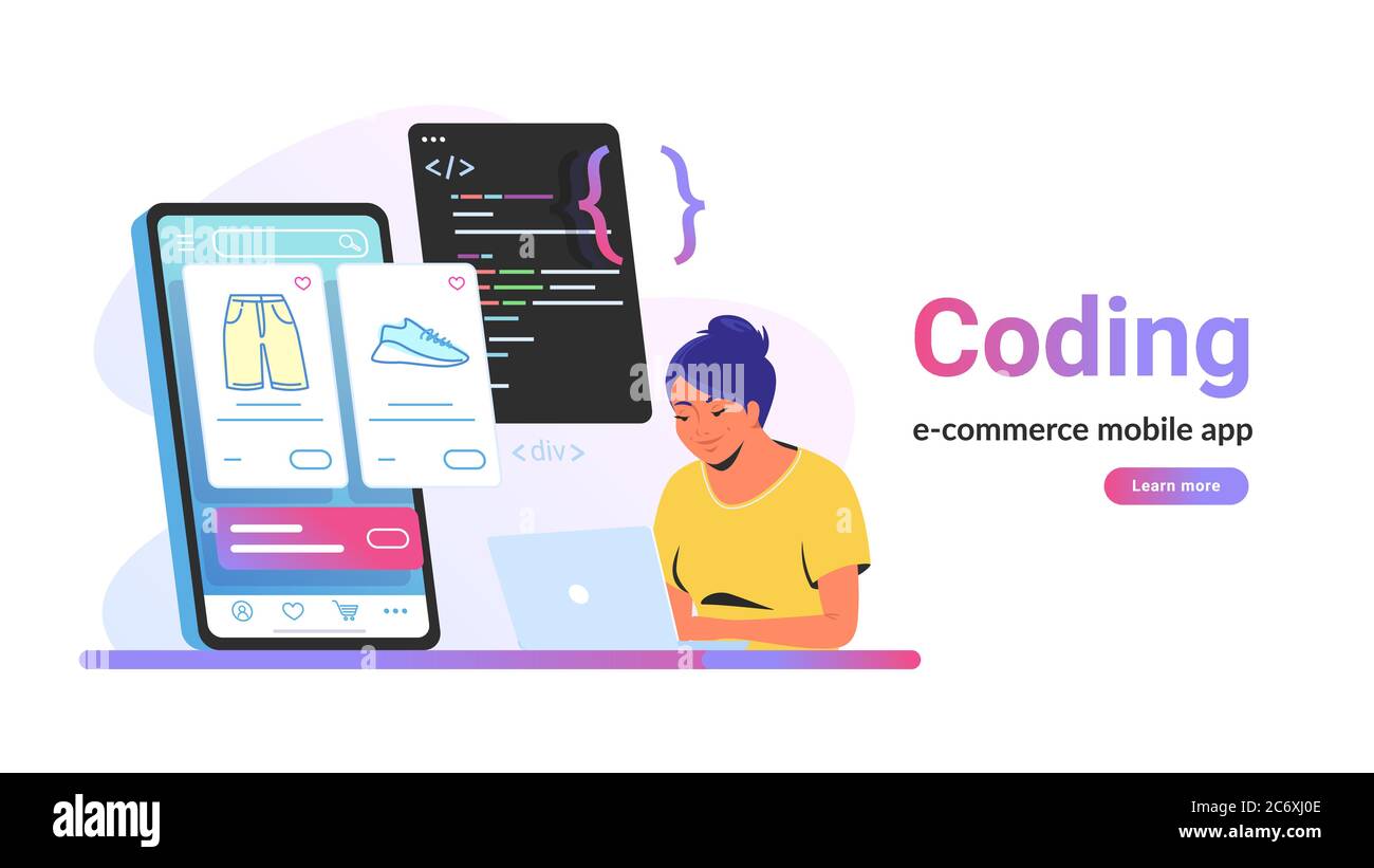 Coding e-commerce mobile app for online store Stock Vector Image & Art ...