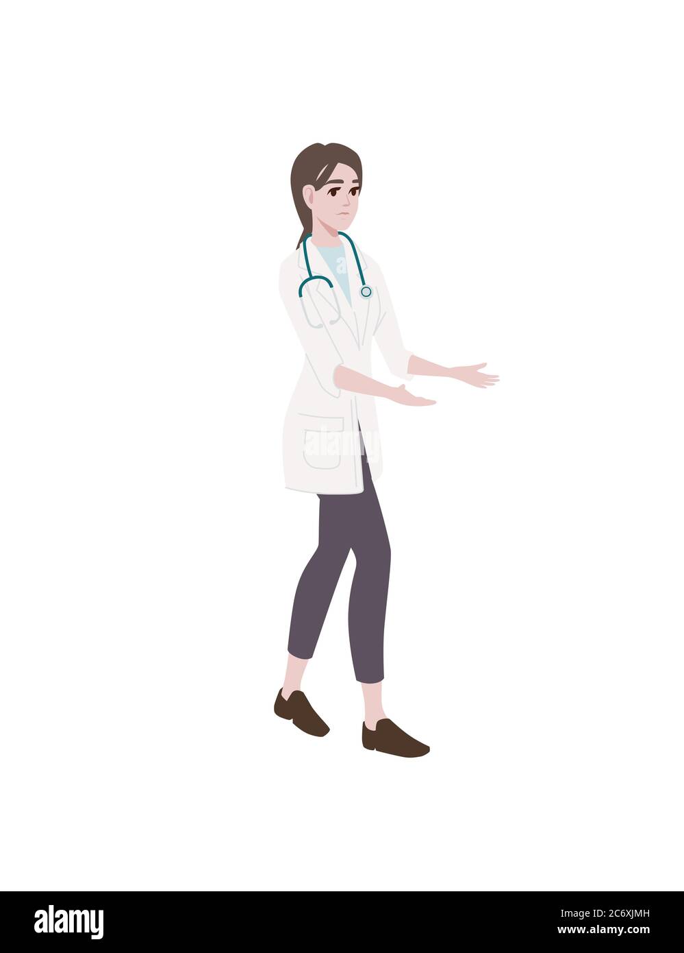 Female doctor with stethoscope cartoon character design flat vector  illustration isolated on white background Stock Vector Image & Art - Alamy