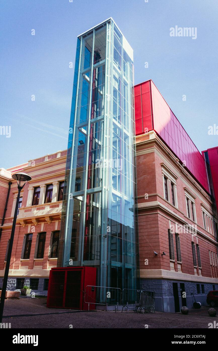 Museu das Minas e do Metal MM Gerdau (Museum of Mines and Metal) Glass Elevator at Liberty Square, Belo Horizonte, Minas Gerais, Brazil Stock Photo