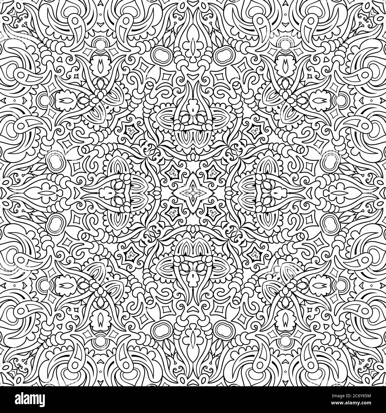 Vector ethnic line art hand drawn background Stock Vector Image & Art ...