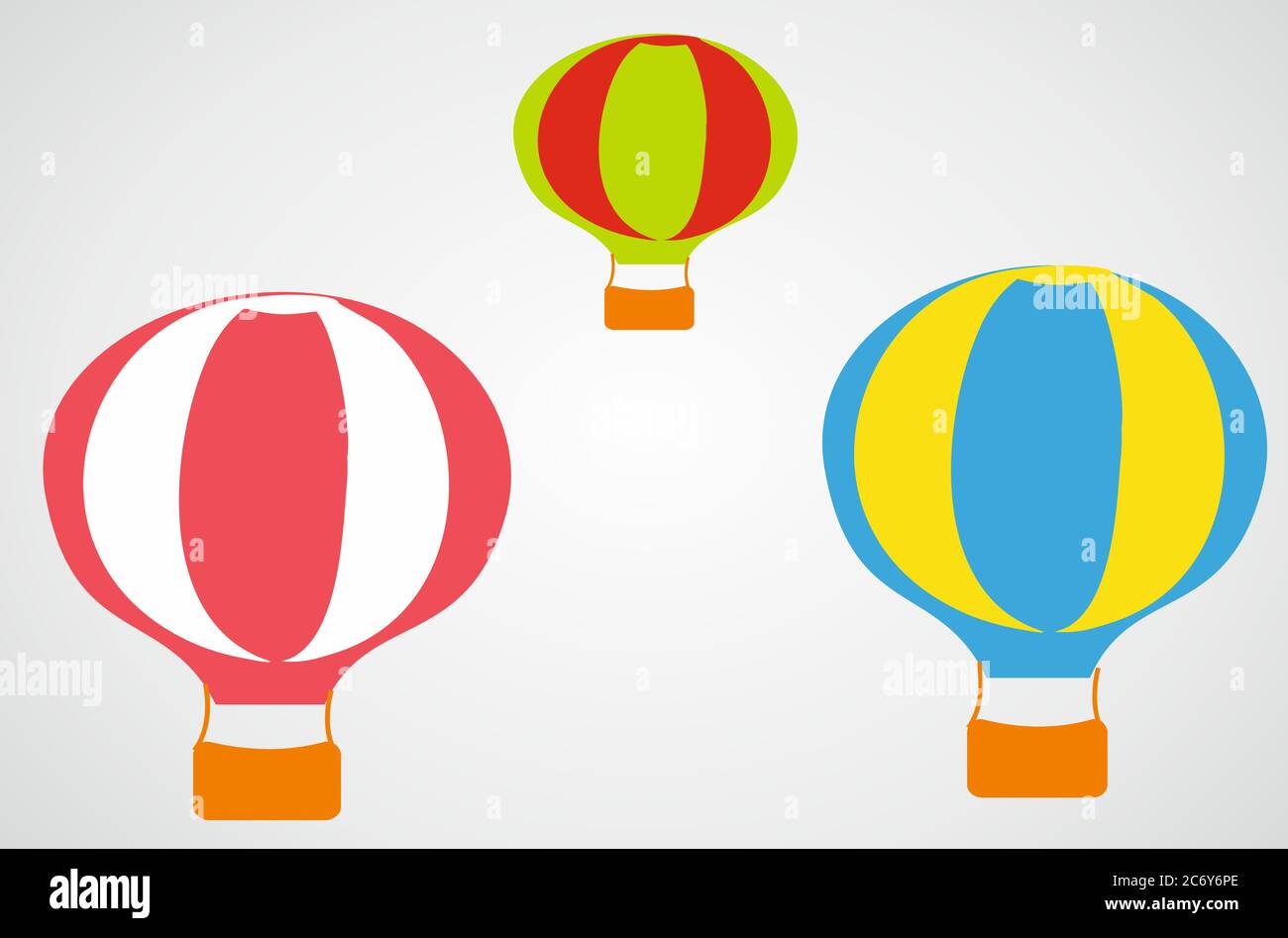 Three hot air balloons. Gray background. VECTOR illustration. Stock Vector