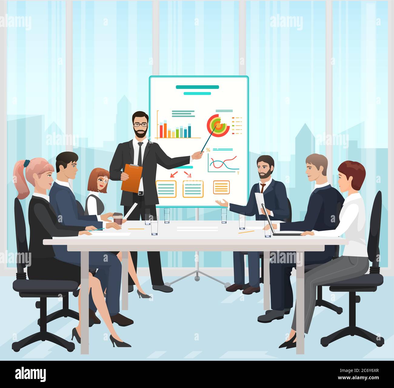 Woman leading a group Stock Vector Images - Alamy