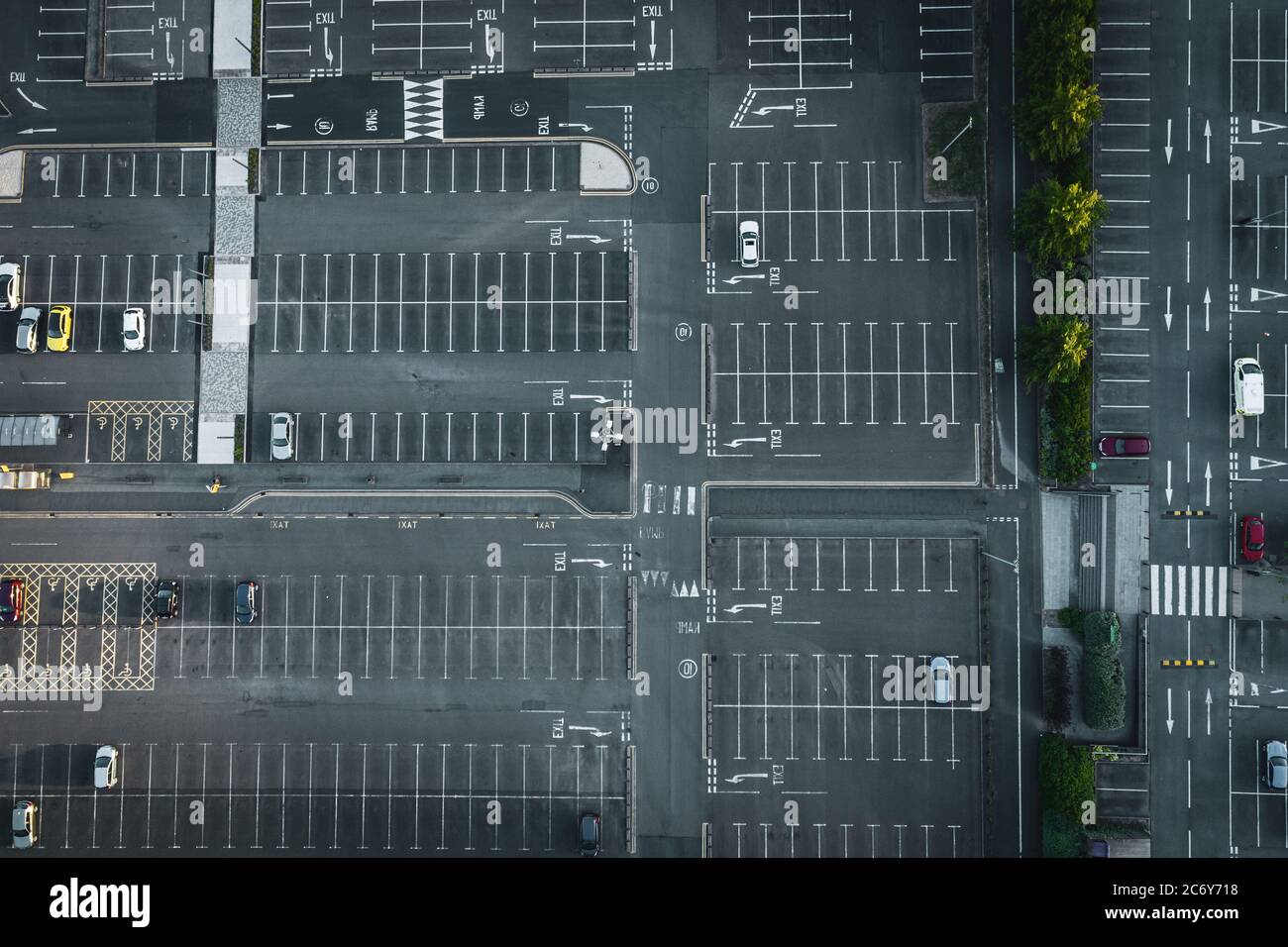 Drone shoot over shoping centre parking lot in United Kingdom Stock Photo