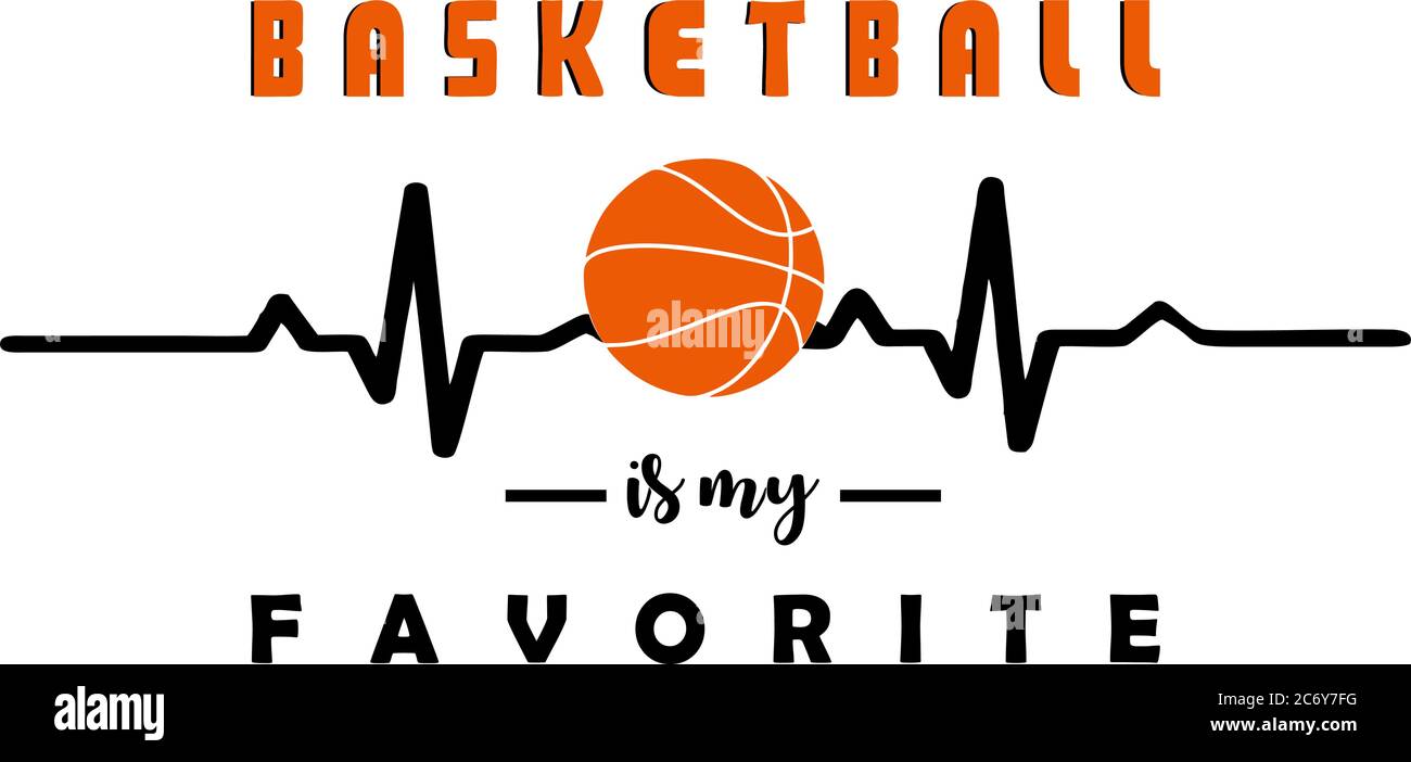 Heart rate pulse line with BASKETBALL. VECTOR Stock Vector