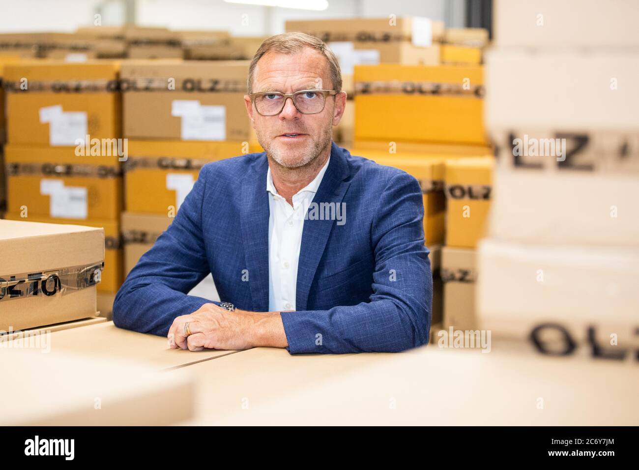 Bietigheim Bissingen Germany 09th July Mark Bezner Managing Director Of Olymp Bezner Kg Stands Next