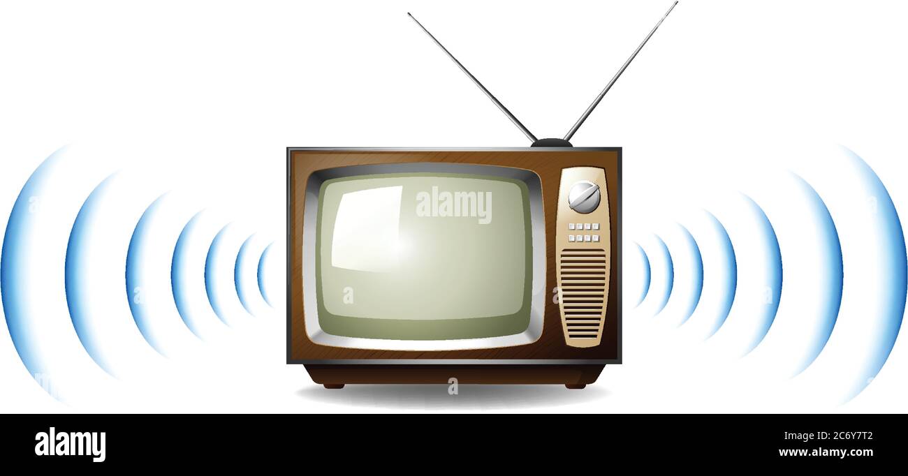 Classic television with sound wave icon illustration Stock Vector Image ...