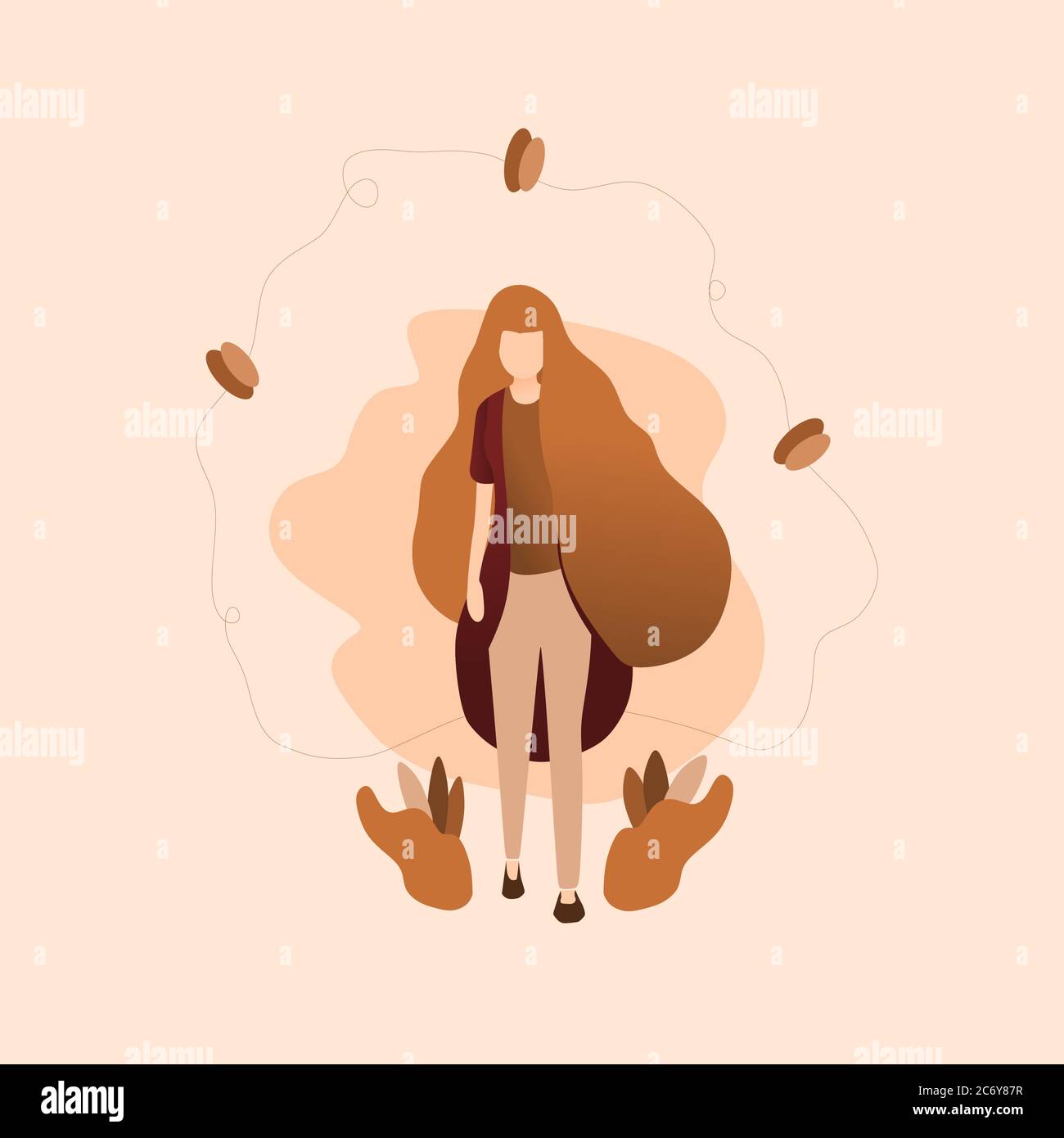 women illustration vector with brown theme Stock Vector