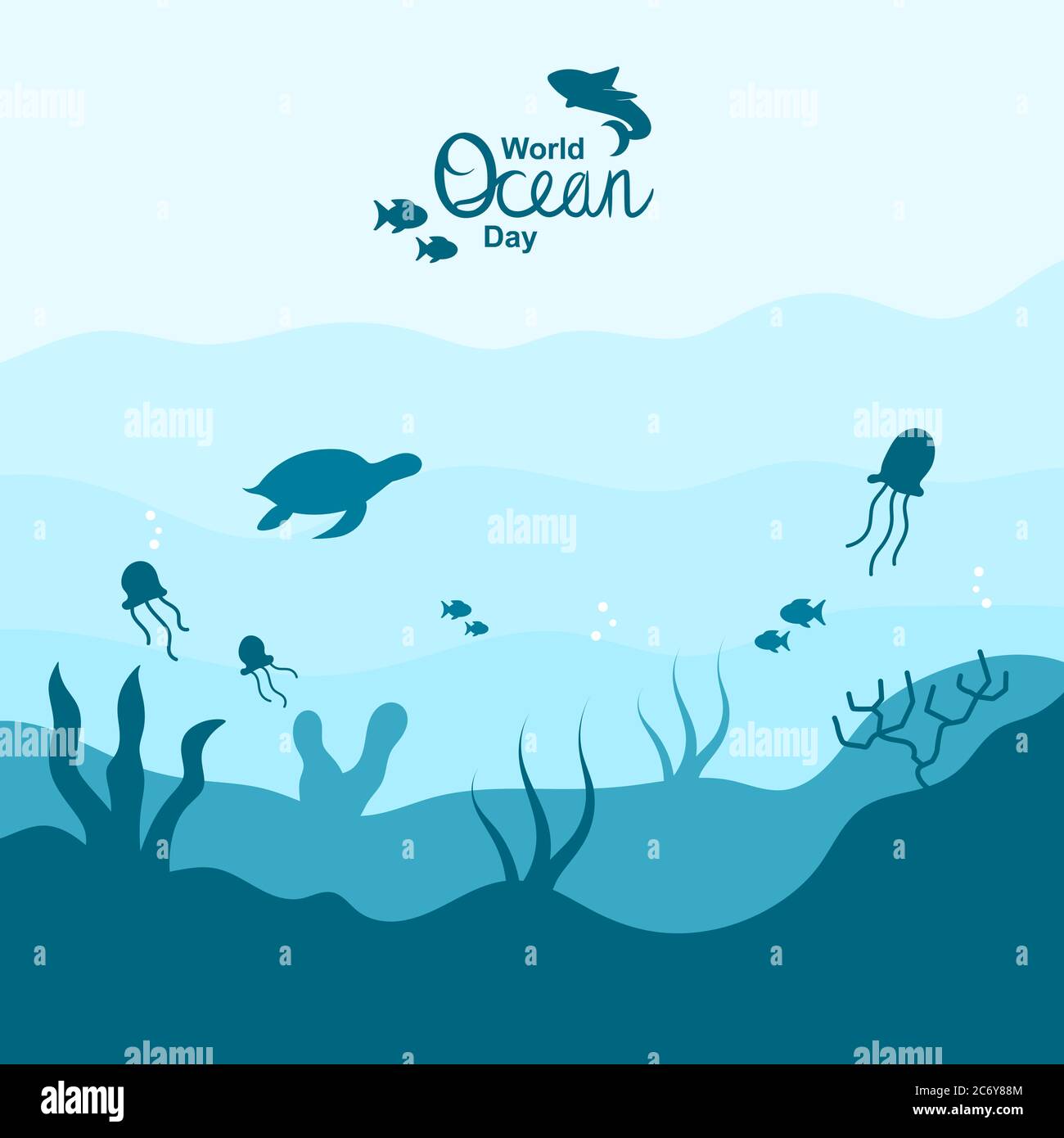 world ocean day flat illustration vector Stock Vector
