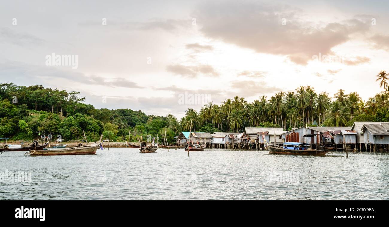 Muslim fishing village on Ko Yao Yai island in the Andaman Sea, Thailand Stock Photo