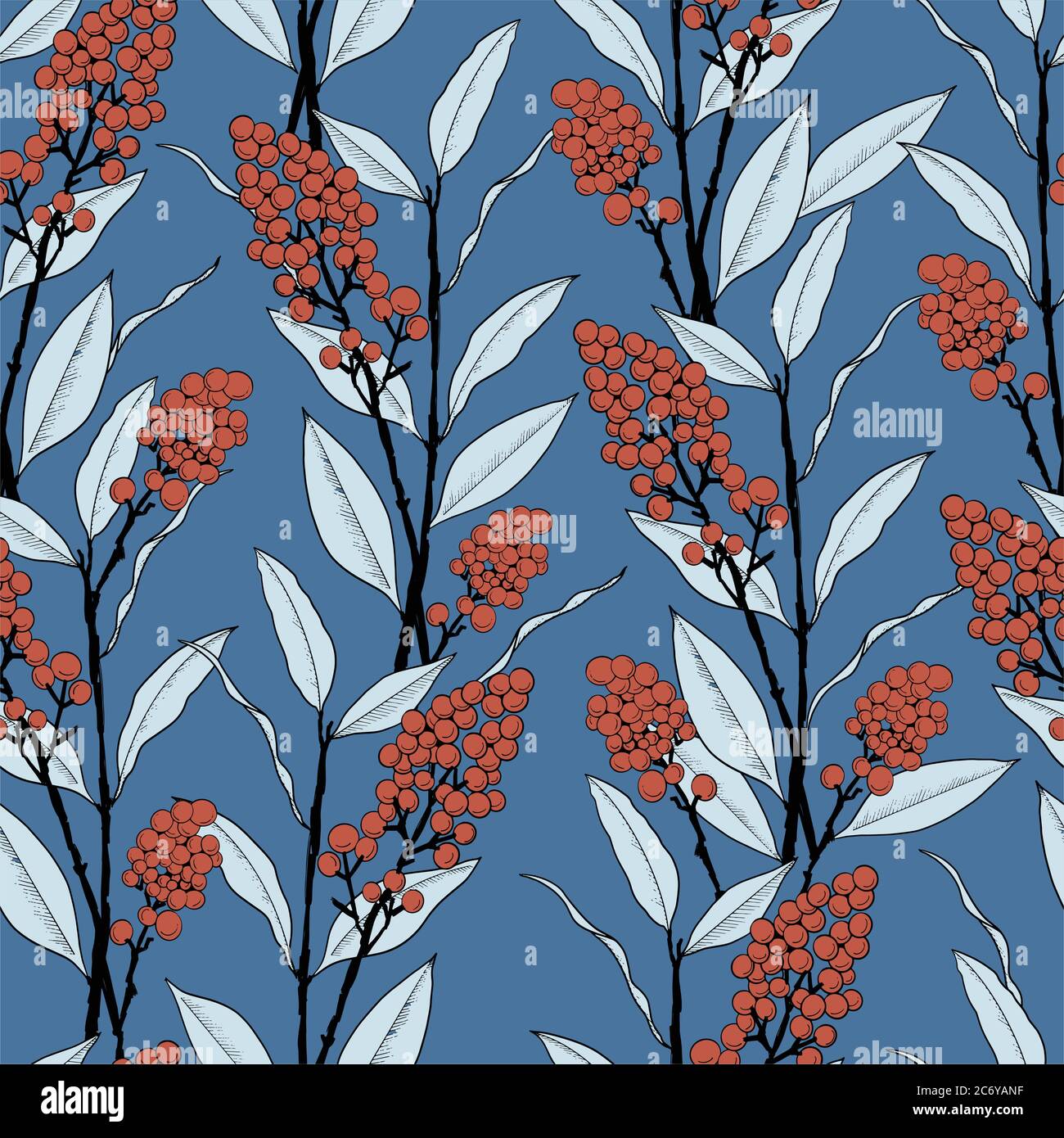 Vector simple Crane bird illustration seamless pattern Stock Vector
