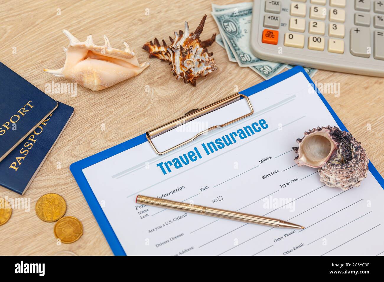 Insurance concept. Travel and Accident Insurance. Insurance policy andturtle Stock Photo