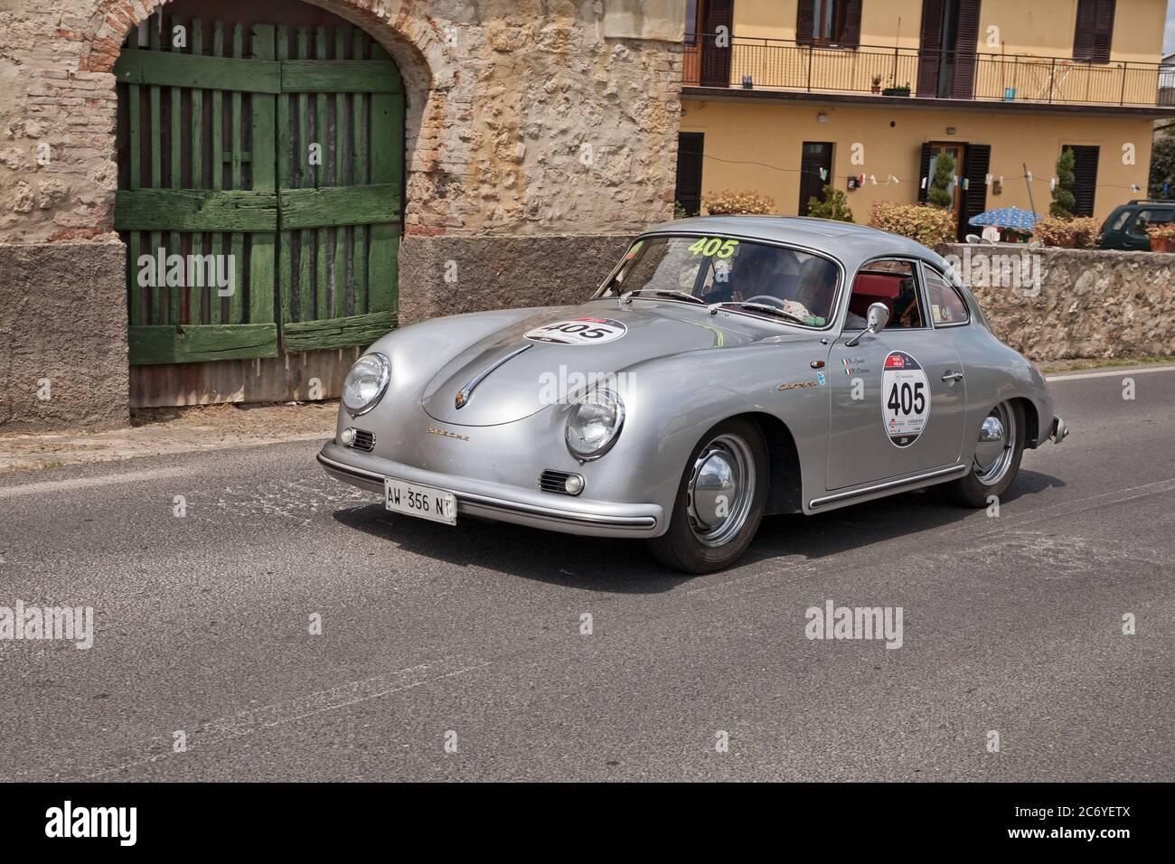 vintage Porsche 356 1500 GS Carrera (1956) in classic car race Mille Miglia 2014, reenactment of the old italian race (1927-1957), on May 17, 2014 in Stock Photo