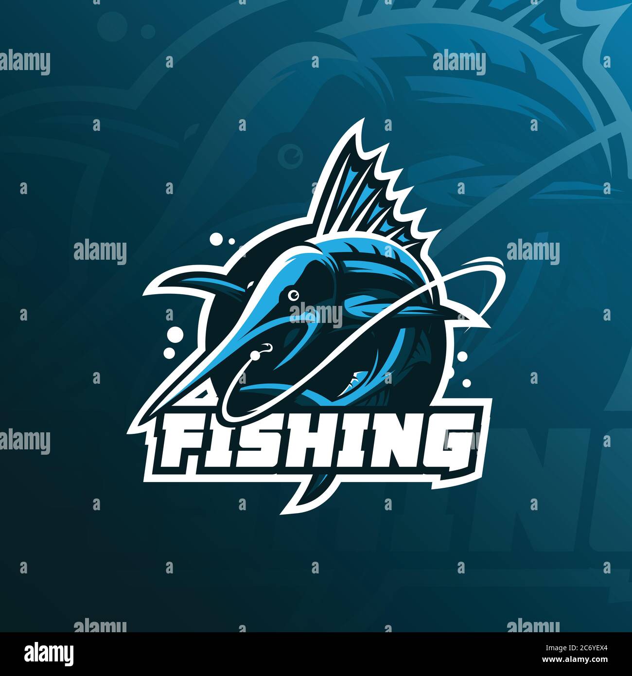 fish marlin mascot logo design vector with modern illustration concept  style for badge, emblem and tshirt printing. fish marlin jumping  illustration Stock Vector Image & Art - Alamy