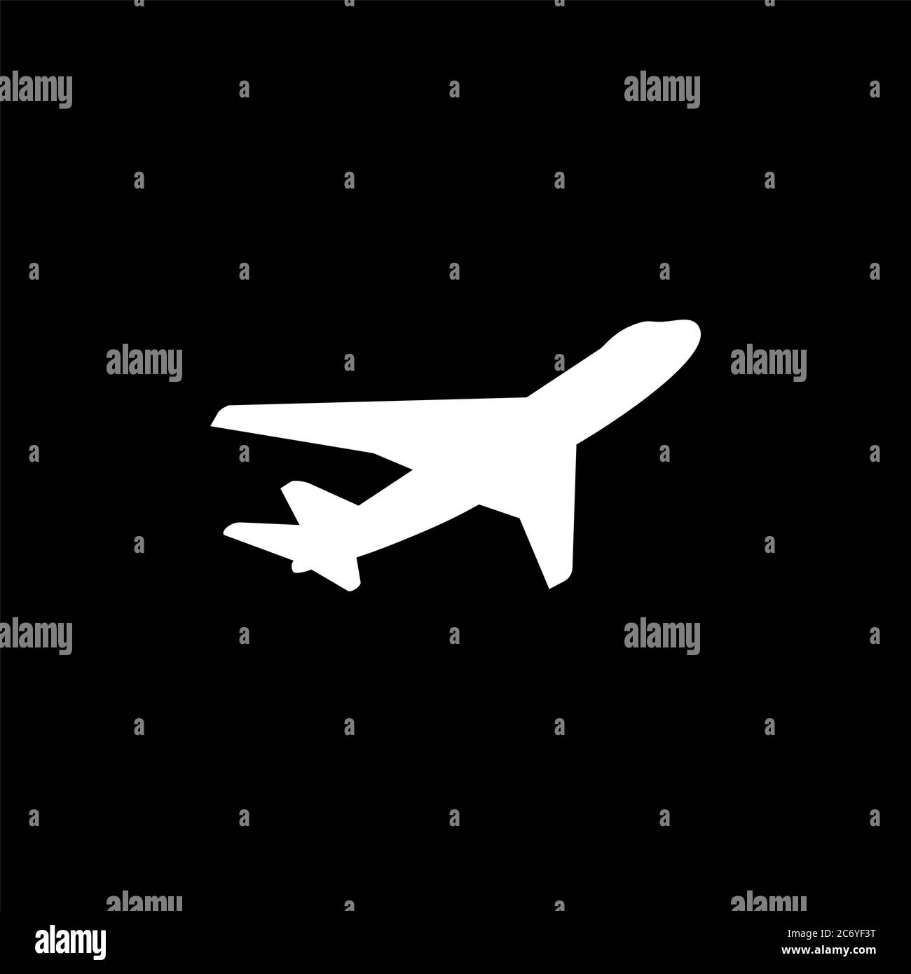 Airplane Flat Icon On Black Background. Black Style Vector Illustration ...