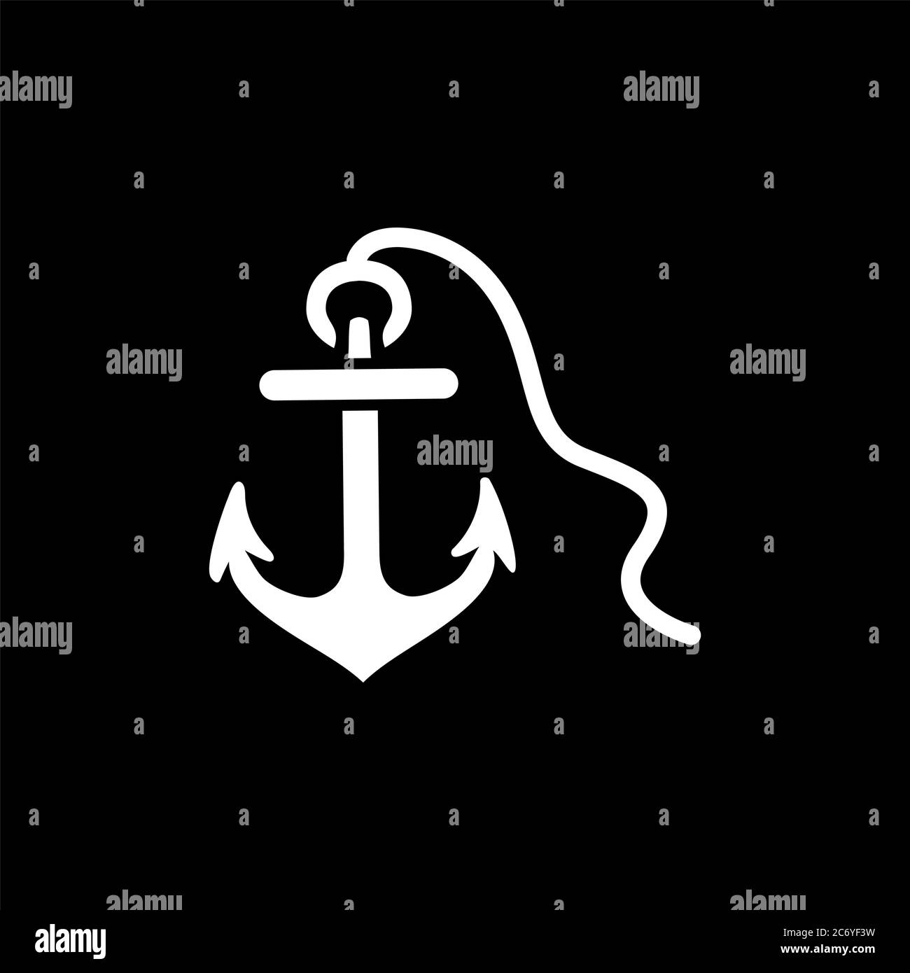 Anchor Flat Icon On Black Background. Black Style Vector Illustration ...